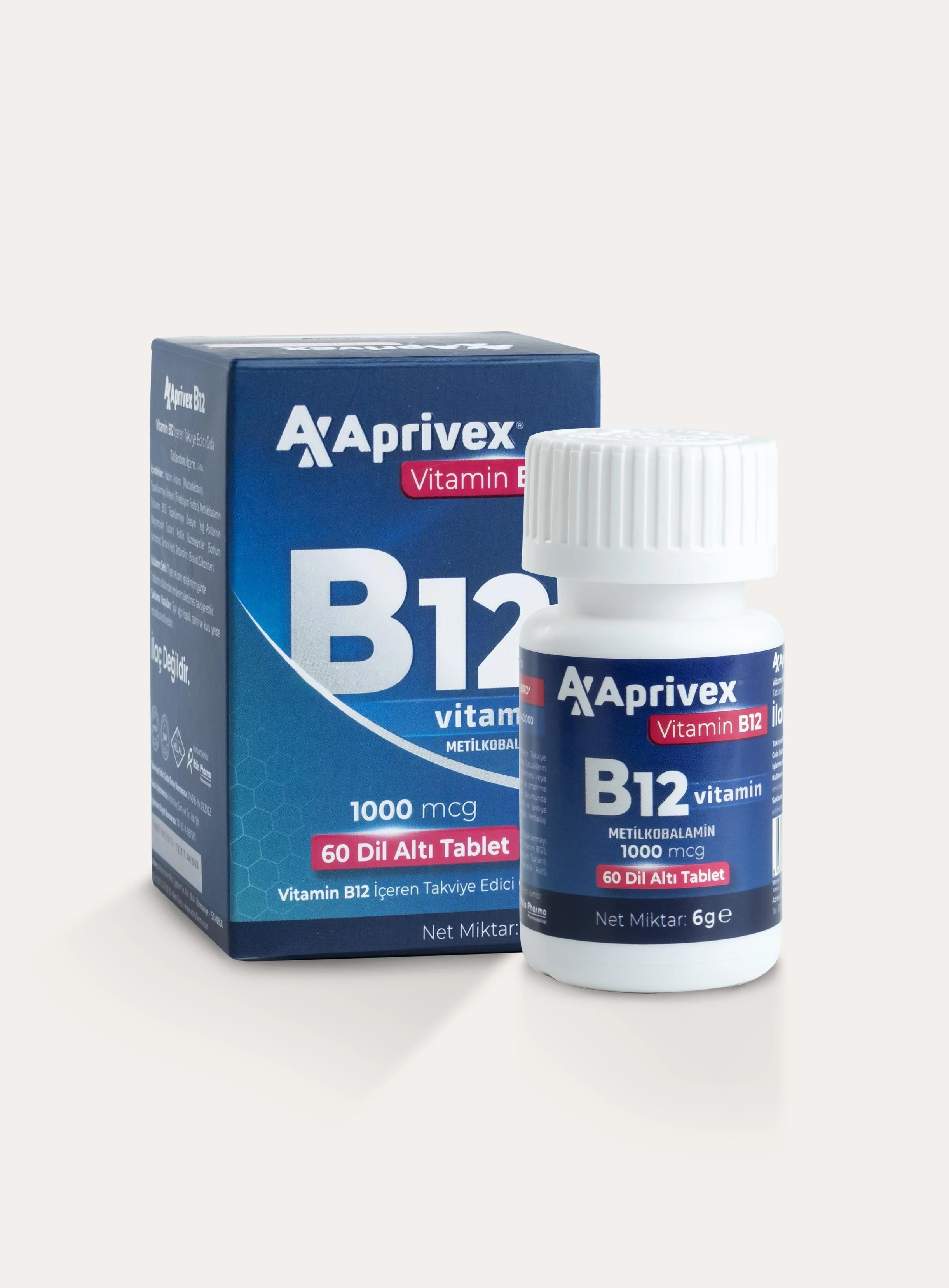 Aprivex Vitamin B12 1000 mcg 60 Dilaltı Tablet