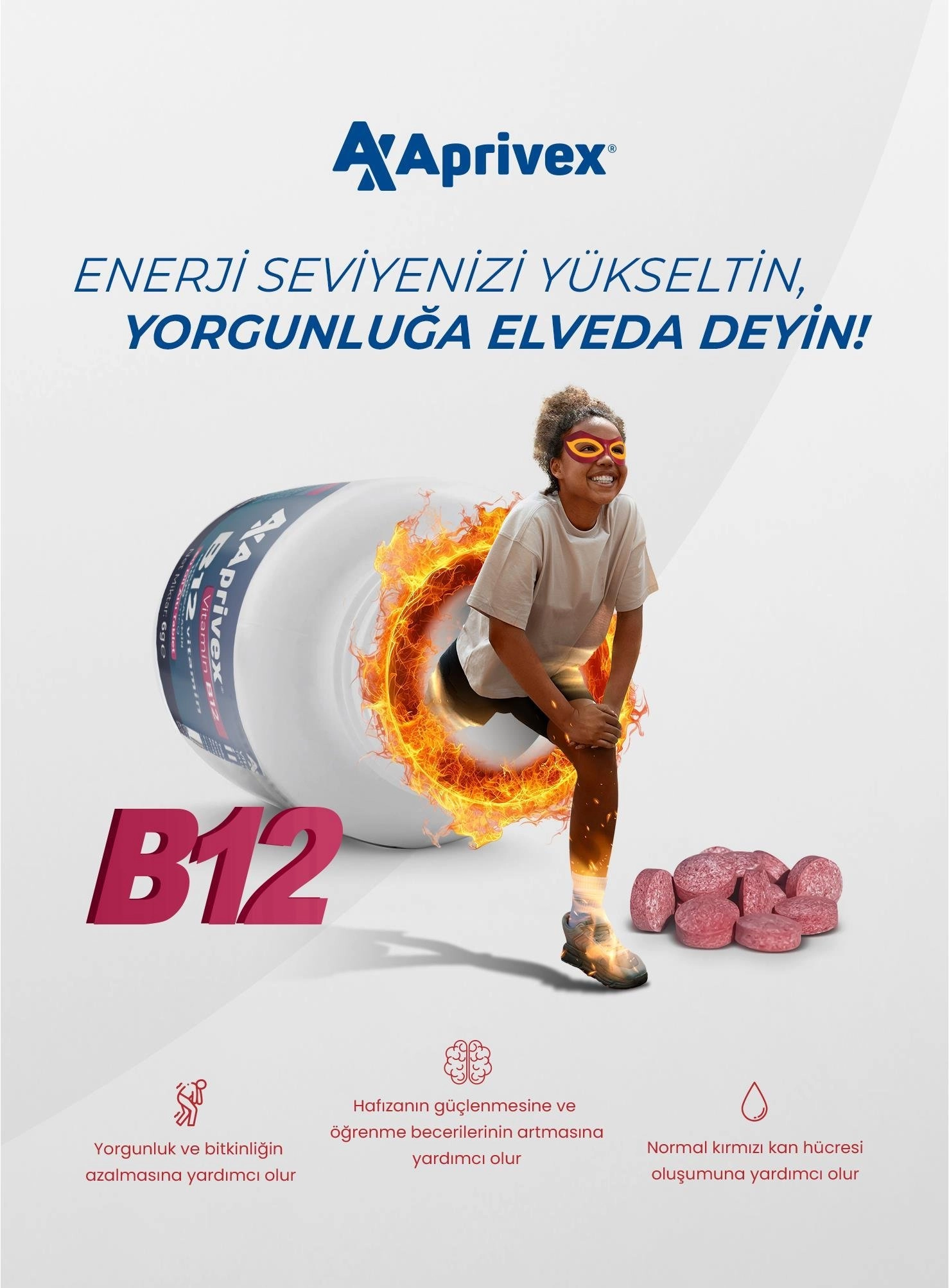 Aprivex Vitamin B12 1000 mcg 60 Dilaltı Tablet