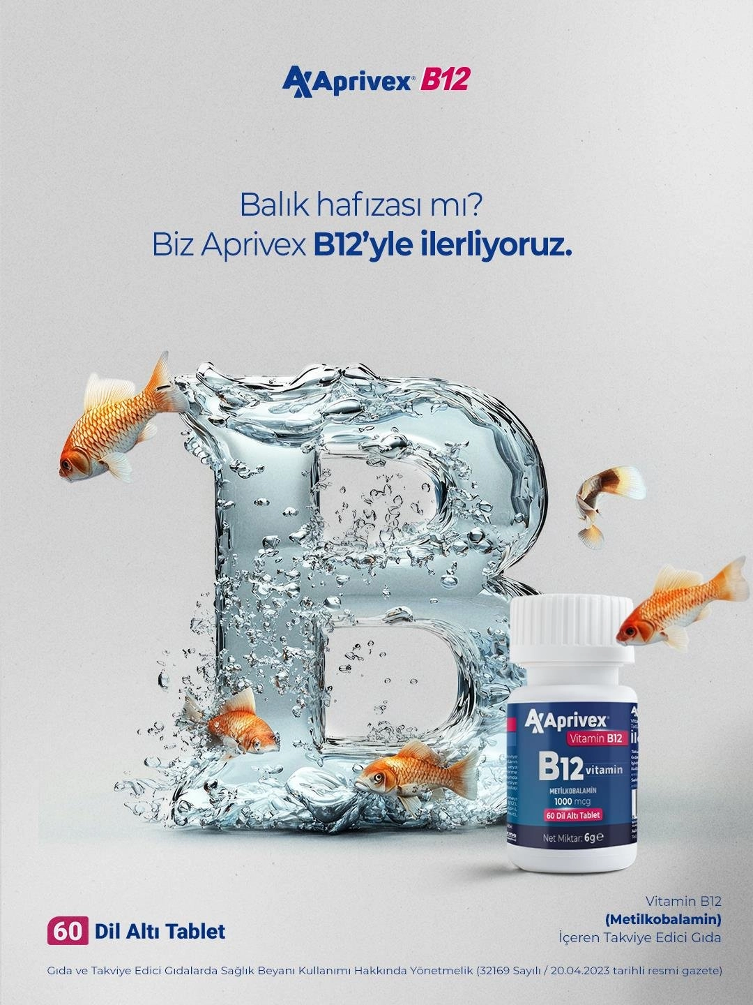 Aprivex Vitamin B12 1000 mcg 60 Dilaltı Tablet