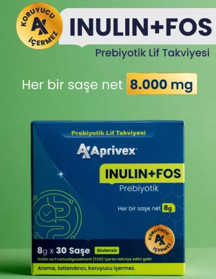 Aprivex Inulin + Fos Prebiyotik Lif Takviyesi 30 Günlük Saşe